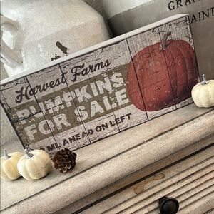 Vintage Inspired Rustic Farmhouse Fall Harvest Pumpkin Sign Decor